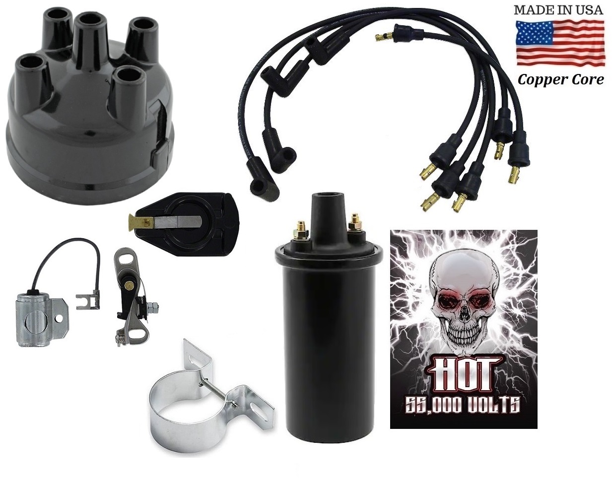 Distributor Ignition Tune up Kit & 12V Hot Coil